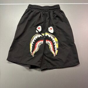 BAPE Style Shark Graphic Shorts Black Camo Athletic Streetwear Mens Medium